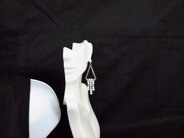 Silver hematite bars with white glass beads
