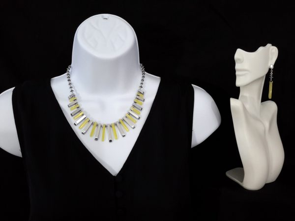 Silver barred hematite with barred cat-eyed beads