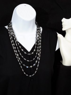 2 to 4 tier interchangeable set with hematite and black glass beads