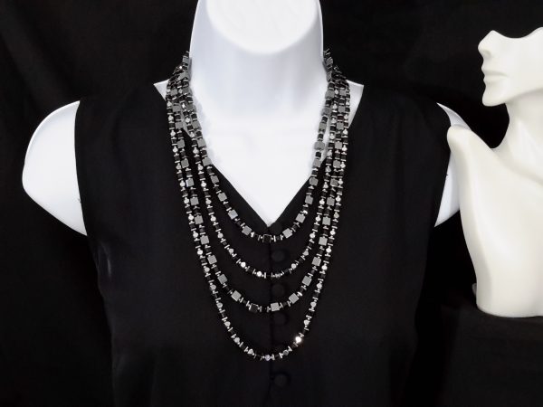 2 to 4 tier interchangeable set with hematite and black glass beads