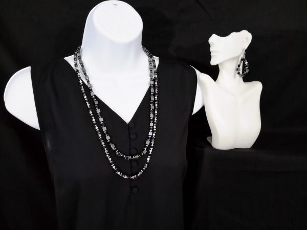 2 to 4 tier interchangeable set with hematite and black glass beads
