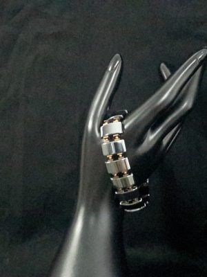 Dark grey and gold hematite bracelet