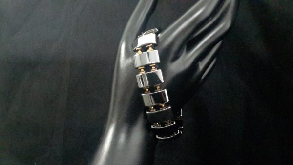 Dark grey and gold hematite bracelet