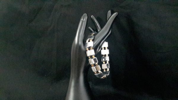 Silver and gold hematite bracelet