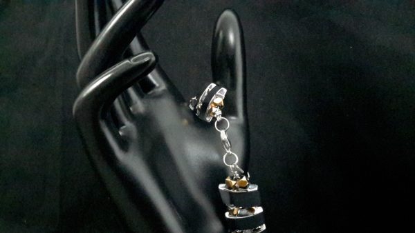 Silver and gold hematite bracelet