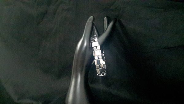 Silver hematite with gold accent beads