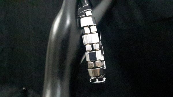 Silver hematite with gold accent beads