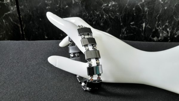 Dark Gray and Silver Hematite Bracelet