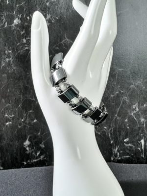 Dark Gray and Silver Hematite Bracelet