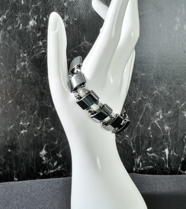 Dark Gray and Silver Hematite Bracelet