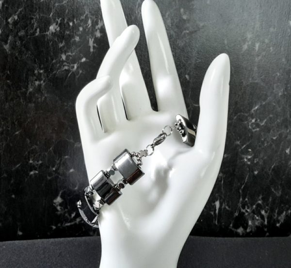 Dark Gray and Silver Hematite Bracelet