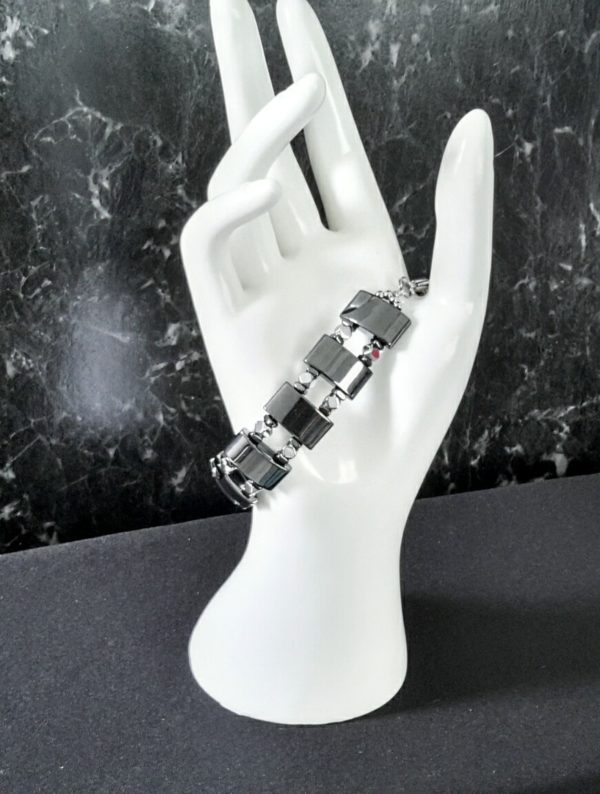 Dark Gray and Silver Hematite Bracelet