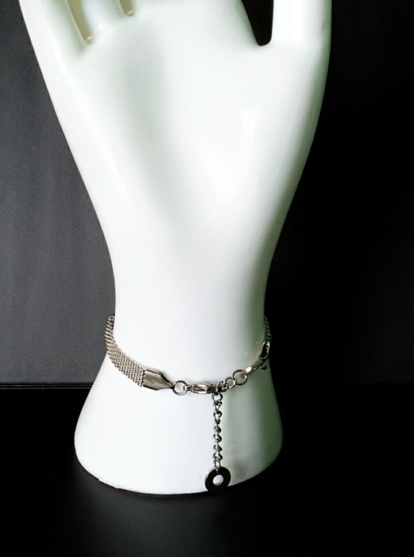 Birthstone Bracelet with Stainless Steel Mesh Band