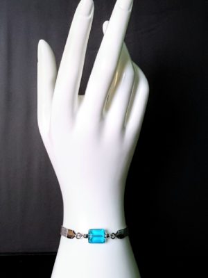 Birthstone Bracelet with Stainless Steel Mesh Band